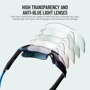 Lunettes connectées Bluetooth 5.2 à oreille ouverte, casque stéréo sans fil pour le sport, le cyclisme en plein air, avec haut-parleurs et micro