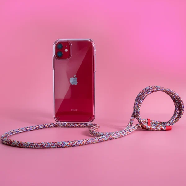 Étui de téléphone transparent antichoc pour iPhone, avec bandoulière et cordon